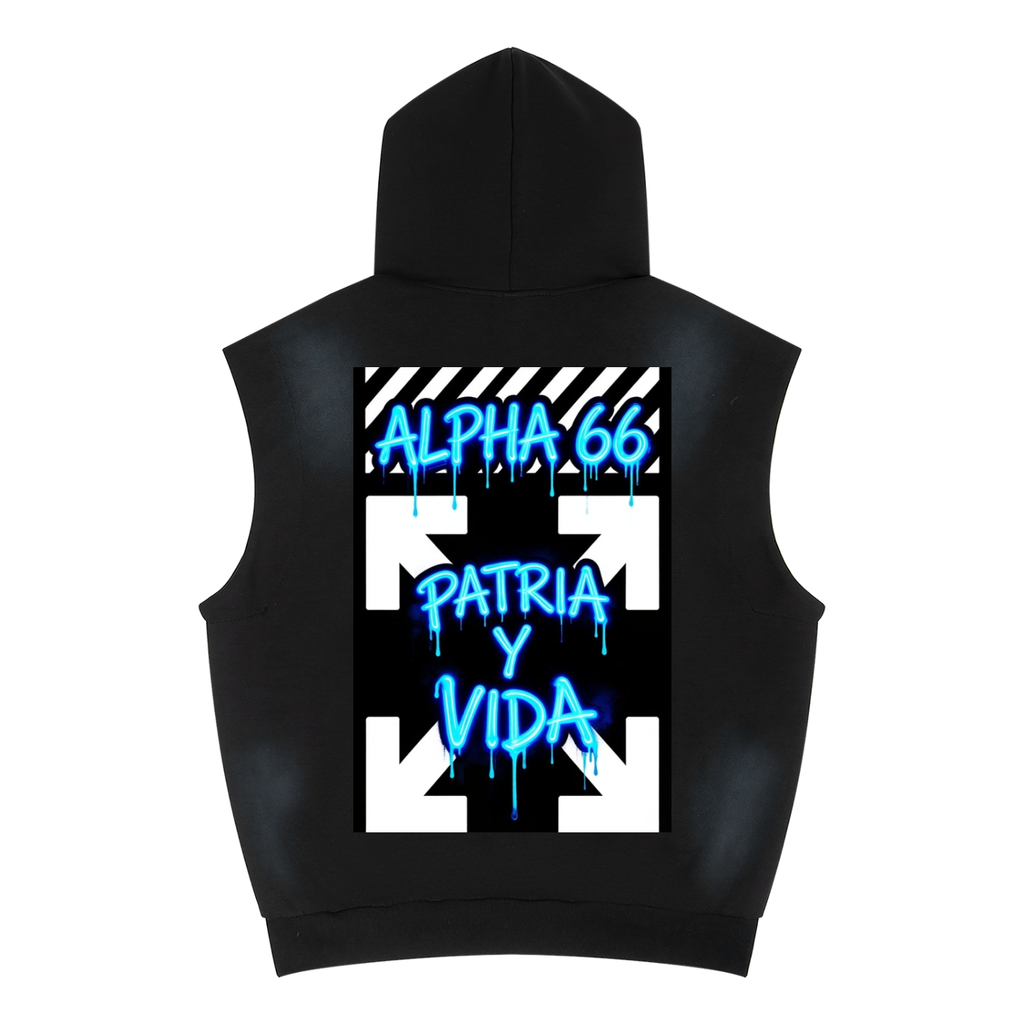 Unisex Vintage Wash Sun Fade Sleeveless Hoodie