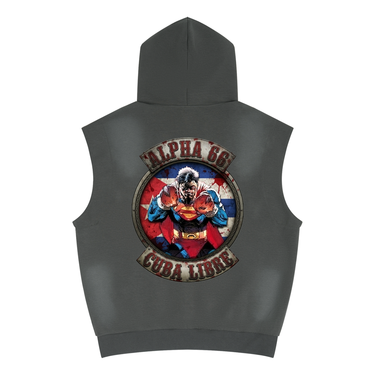 Unisex Vintage Wash Sun Fade Sleeveless Hoodie