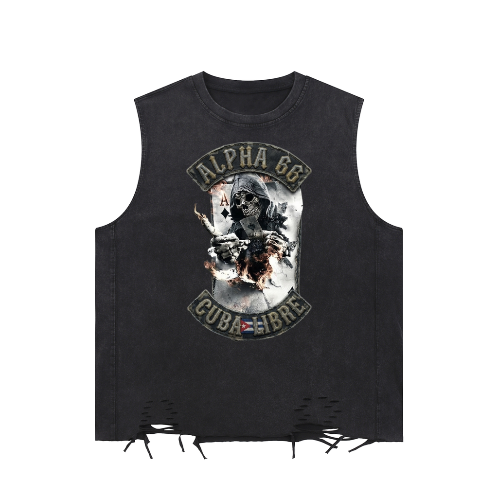 Snow Washed Raw-Hem Tank Top