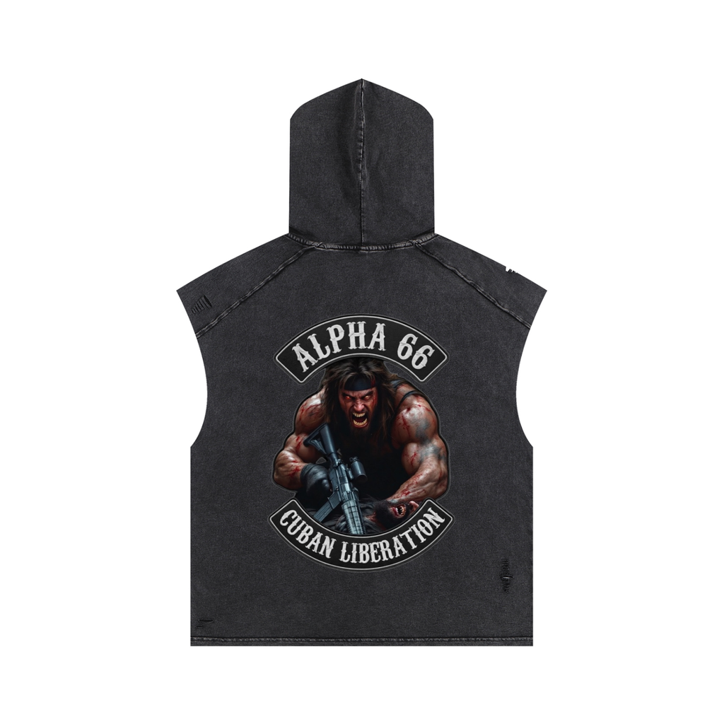Snow Washed Boxy Hooded Tank Top