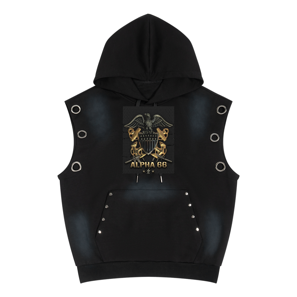 Unisex Vintage Wash Sun Fade Sleeveless Hoodie