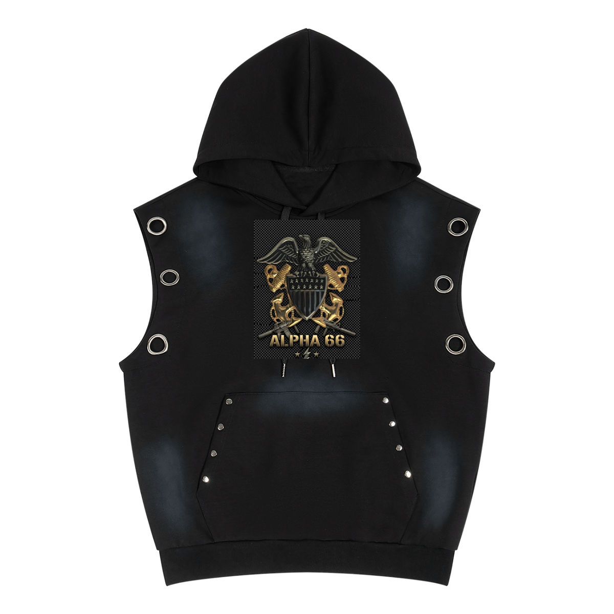 Unisex Vintage Wash Sun Fade Sleeveless Hoodie