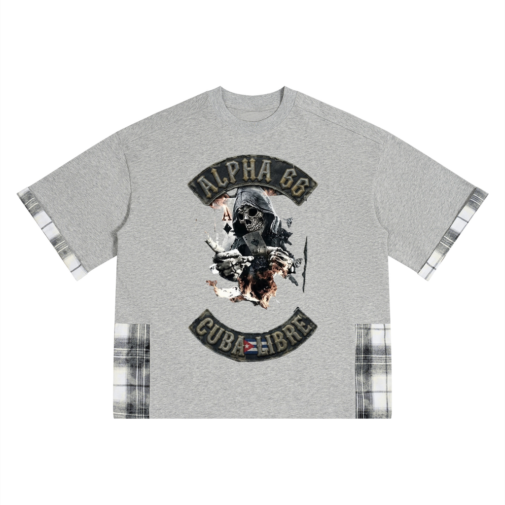 Unisex Plaid Paneled T-Shirt