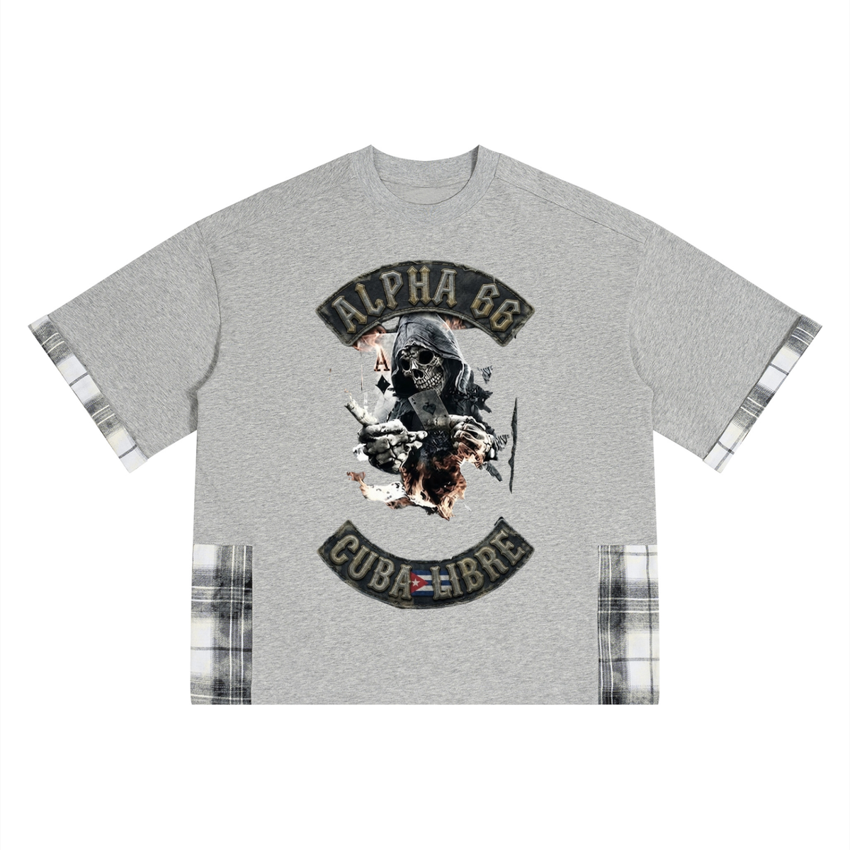 Unisex Plaid Paneled T-Shirt
