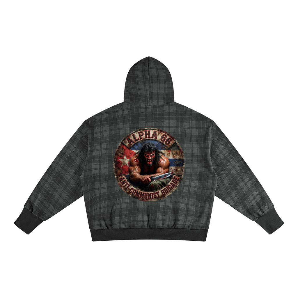 Unisex Plaid Color Block Hoodie