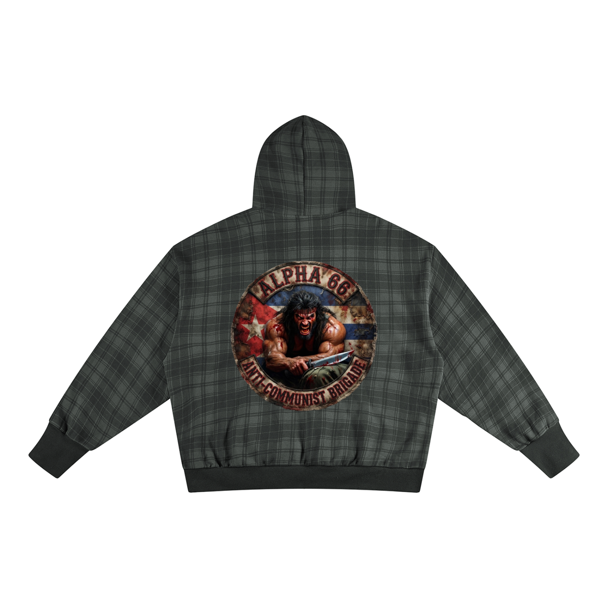 Unisex Plaid Color Block Hoodie