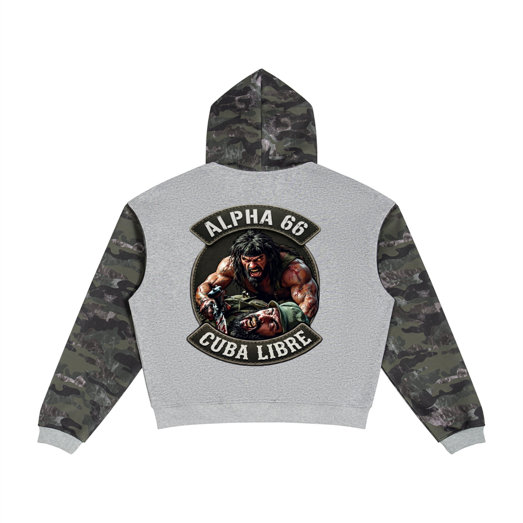 Unisex Colorblock Camo Full Zip Boxy Hoodie