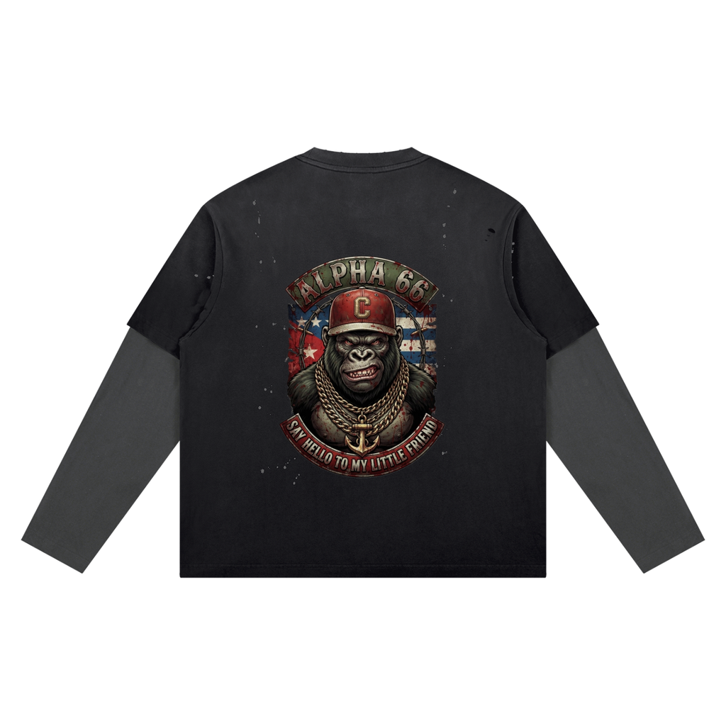 Unisex Vintage Wash Distressed Layer T-Shirt