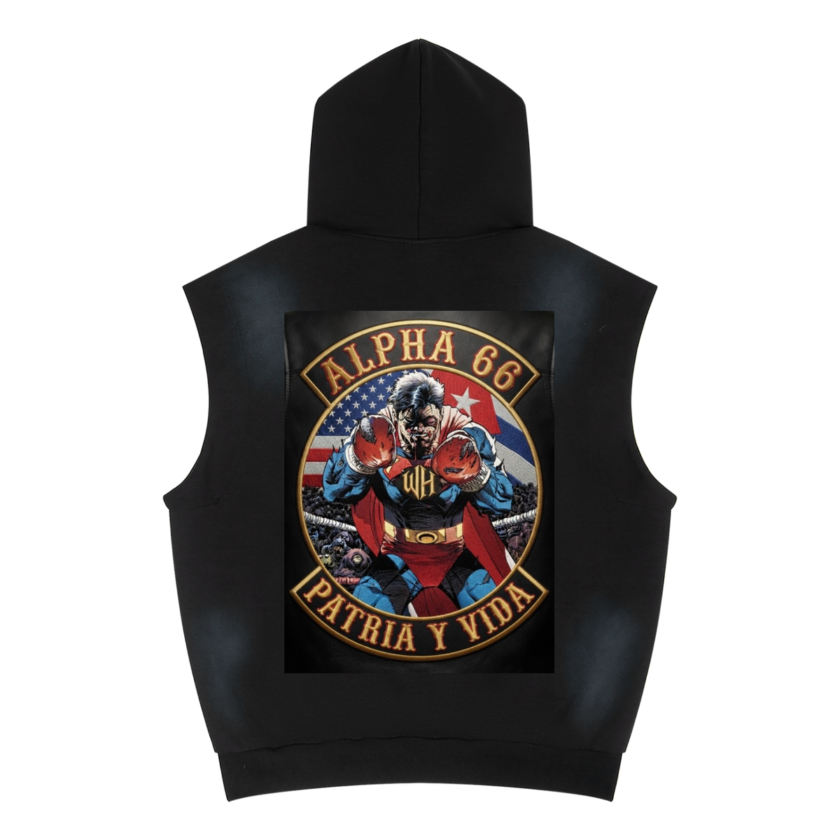 Unisex Vintage Wash Sun Fade Sleeveless Hoodie