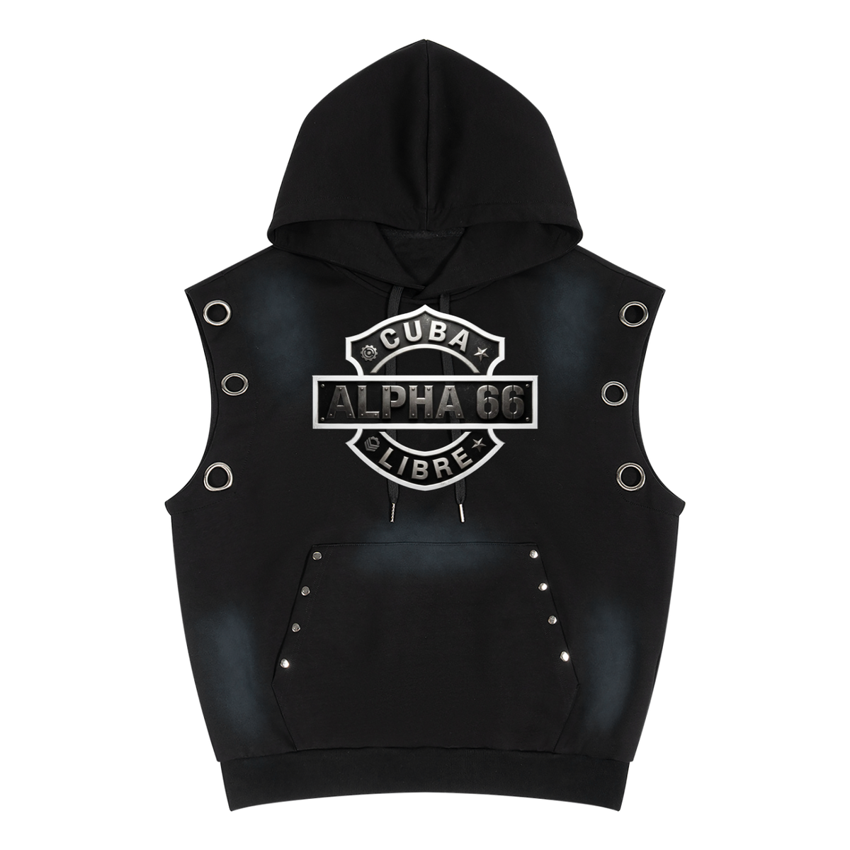Unisex Vintage Wash Sun Fade Sleeveless Hoodie