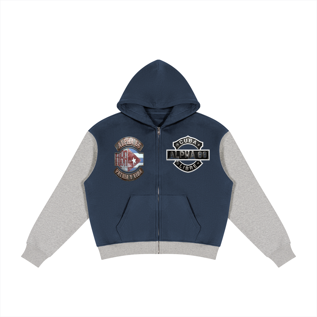Unisex Color Block Fleece Full Zip Hoodie