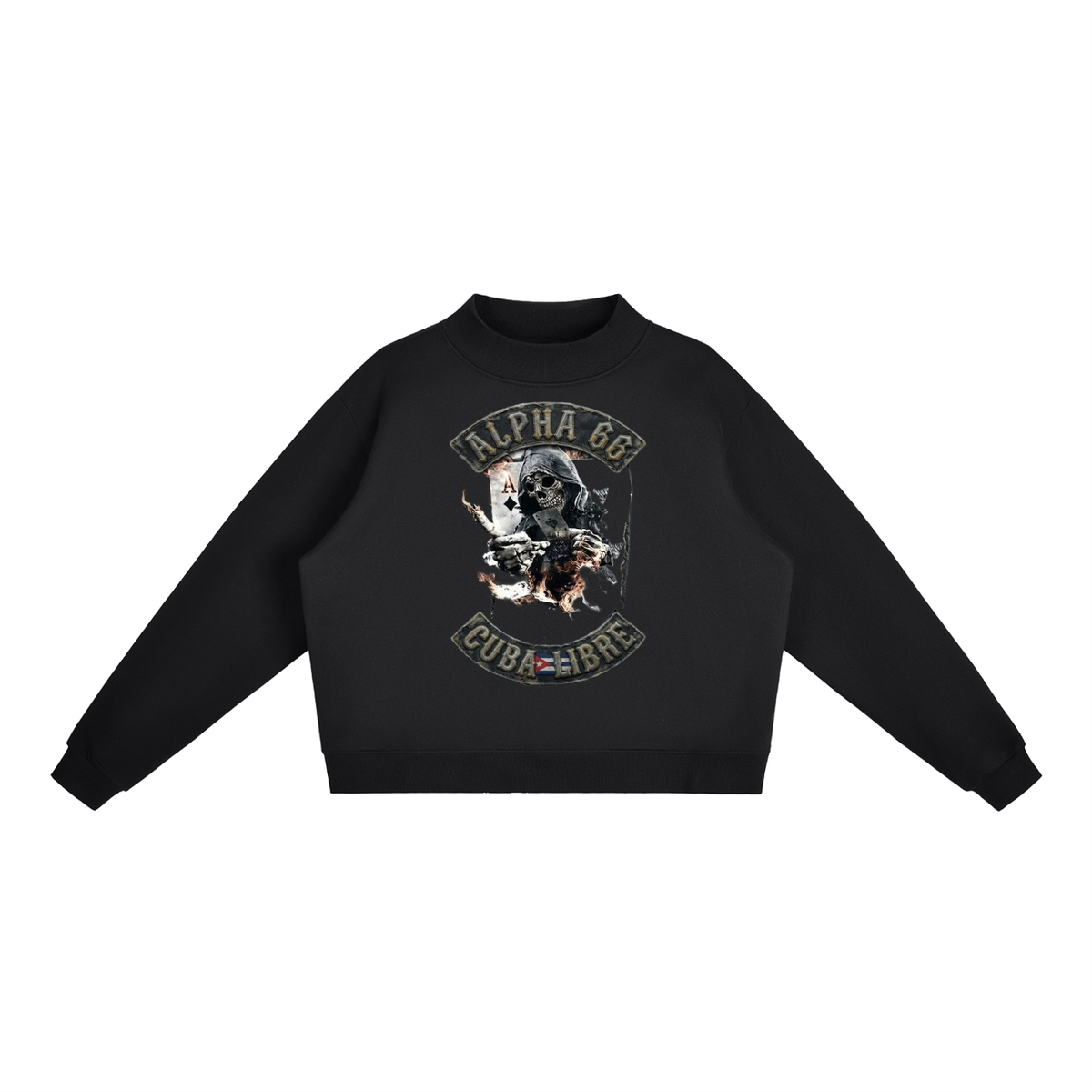 Essential Fleece Mock-Neck Crew Sweatshirt