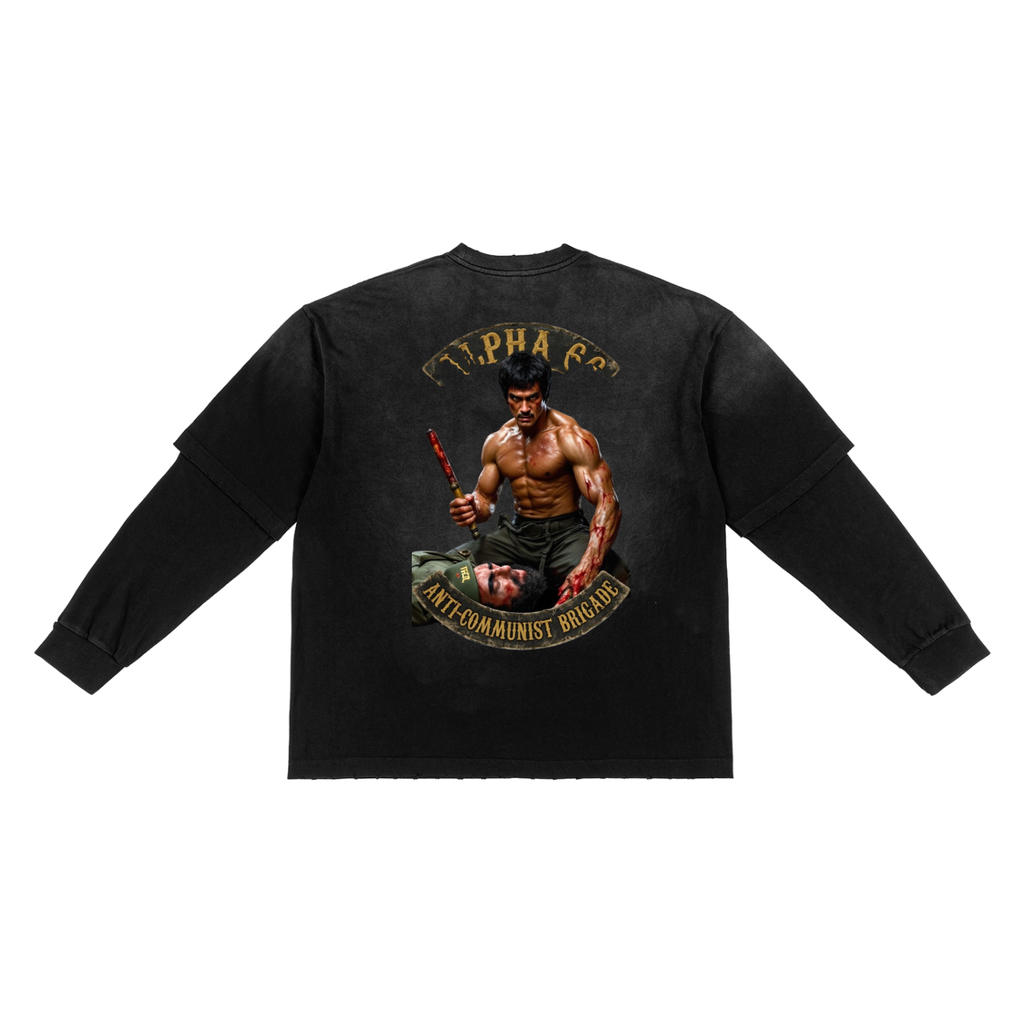 Sunfade Hand-Frayed Faux Two-Piece T-Shirt