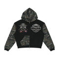 Unisex Colorblock Camo Full Zip Boxy Hoodie