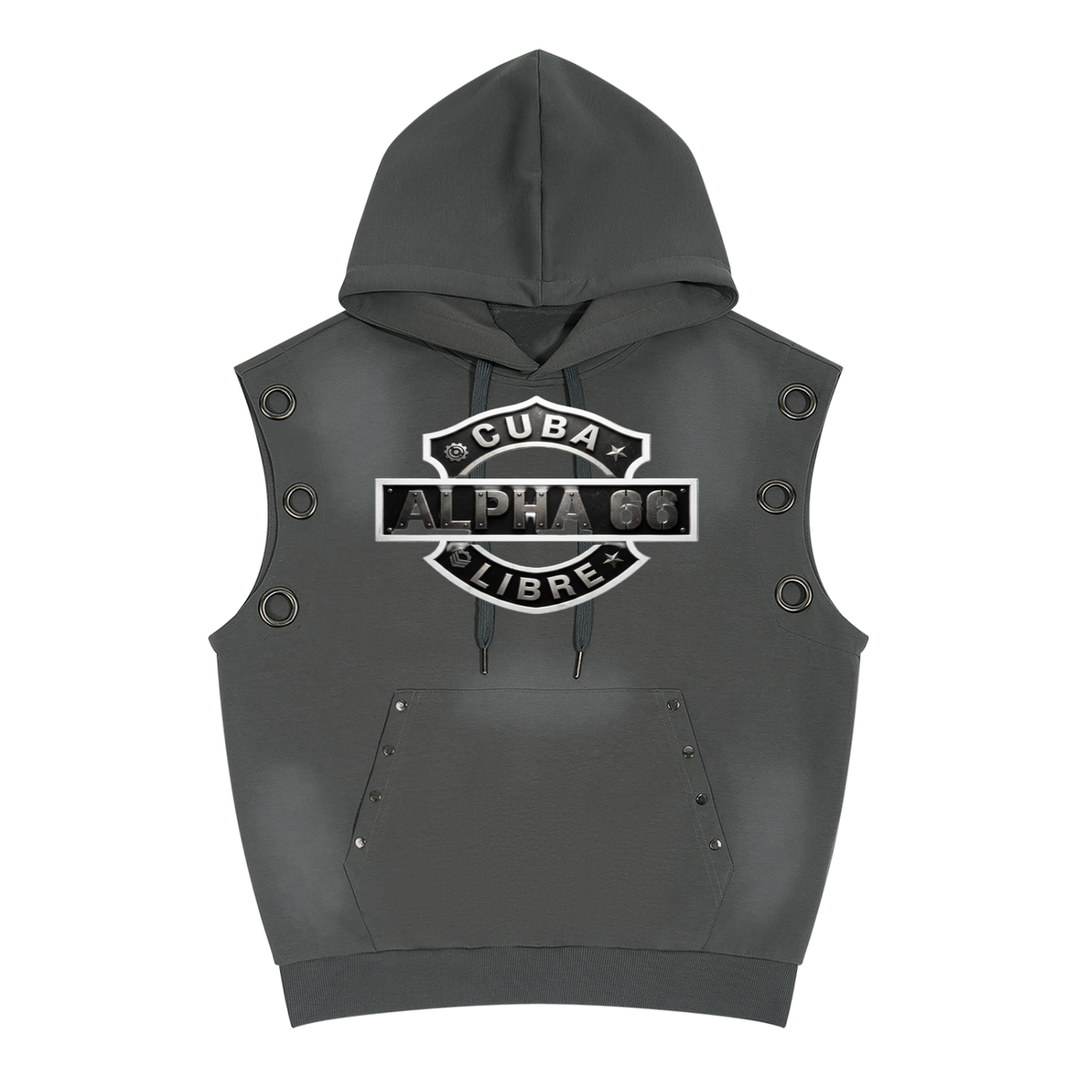 Unisex Vintage Wash Sun Fade Sleeveless Hoodie