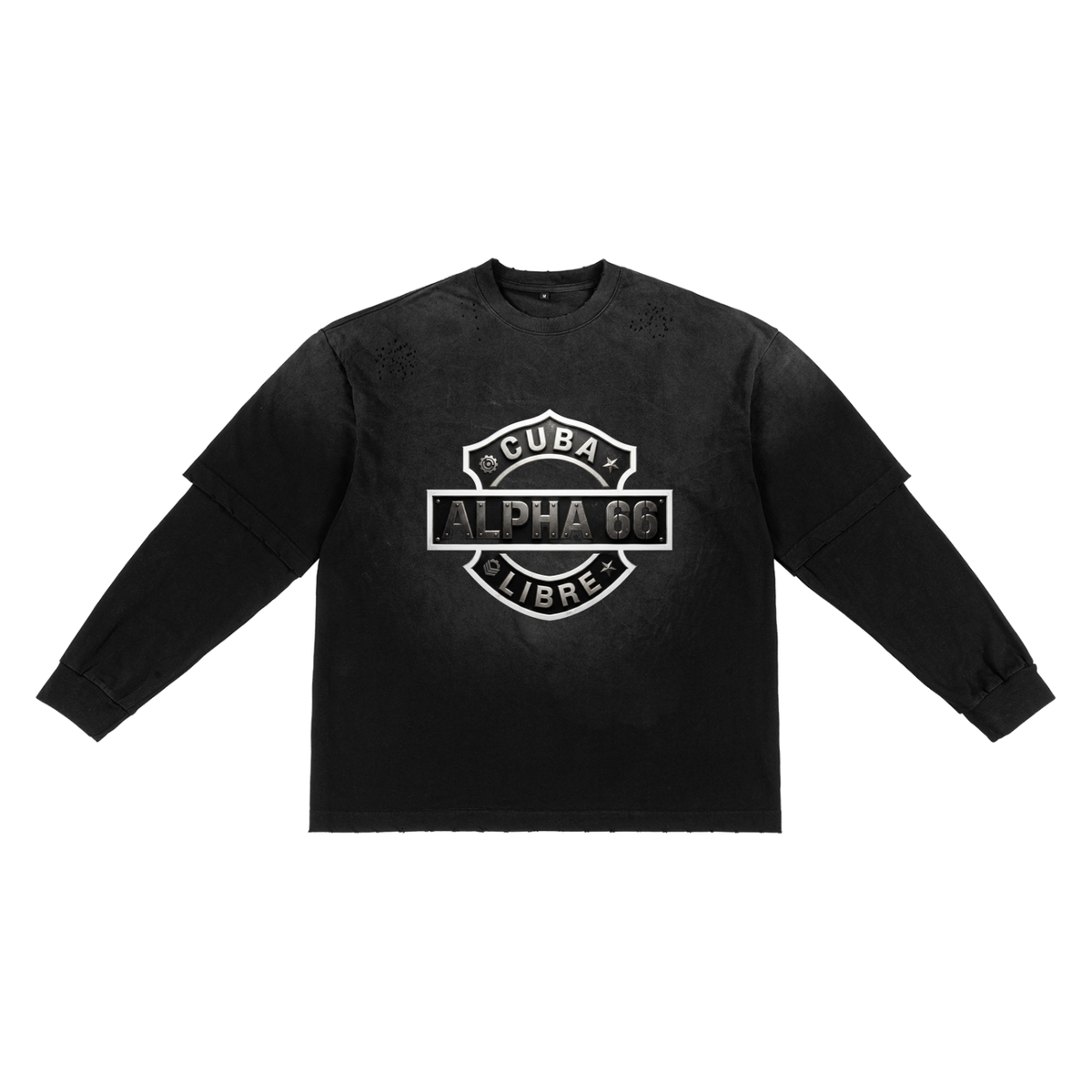 Sunfade Hand-Frayed Faux Two-Piece T-Shirt
