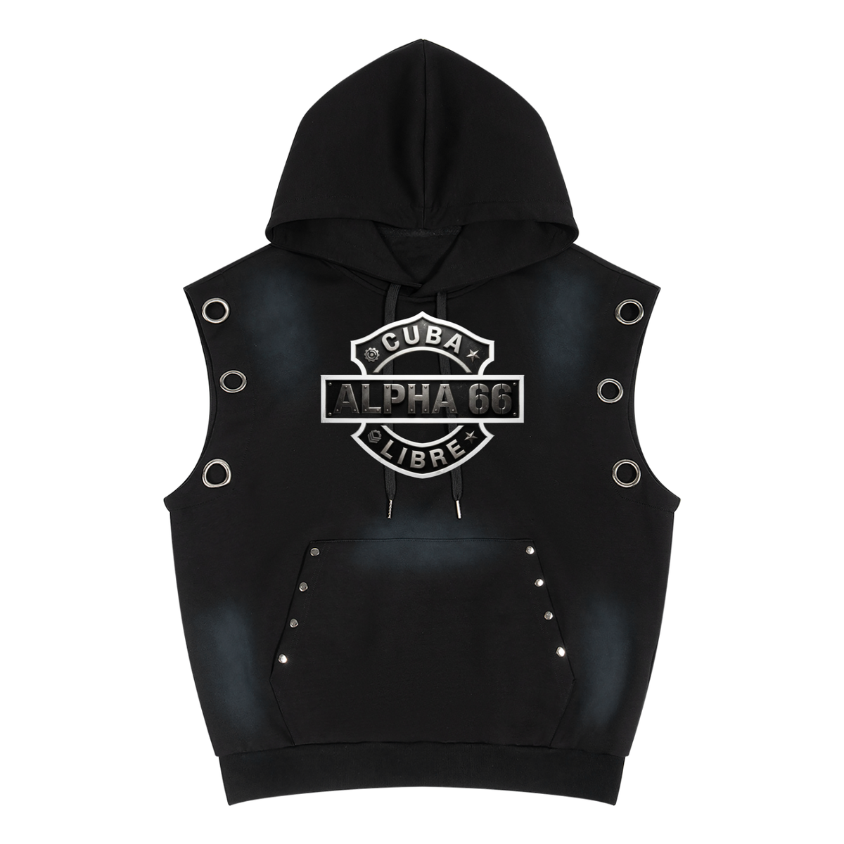 Unisex Vintage Wash Sun Fade Sleeveless Hoodie