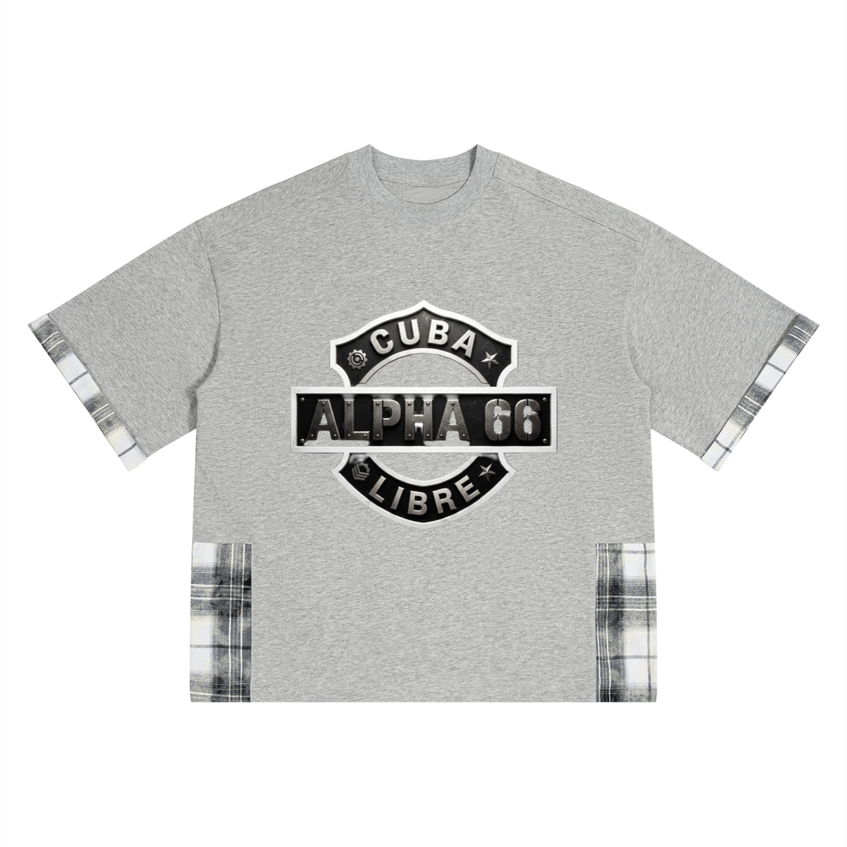 Unisex Plaid Paneled T-Shirt