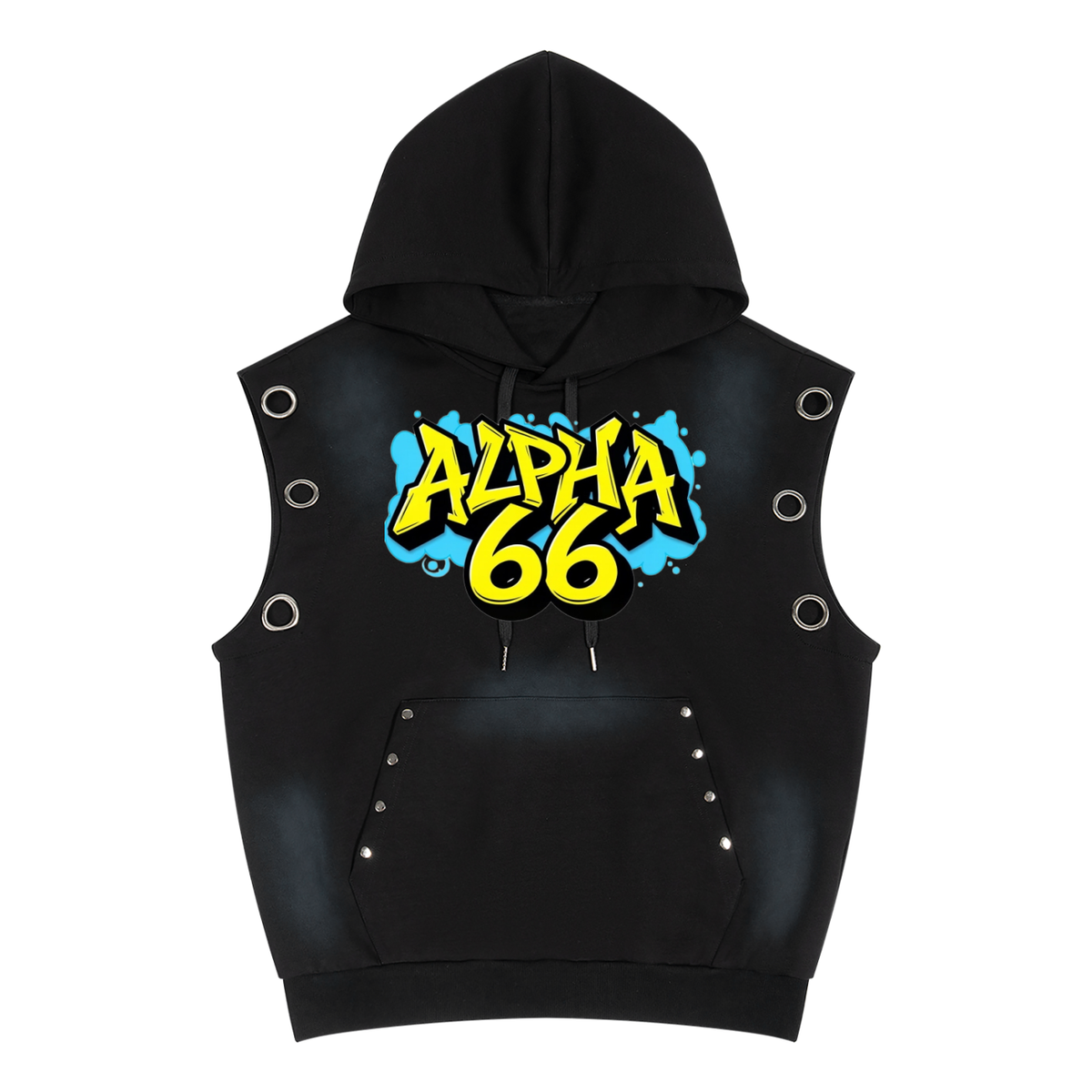 Unisex Vintage Wash Sun Fade Sleeveless Hoodie