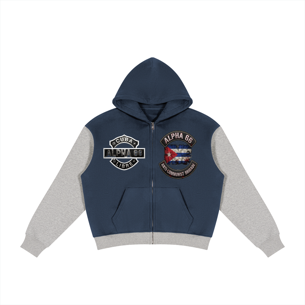 Unisex Color Block Fleece Full Zip Hoodie