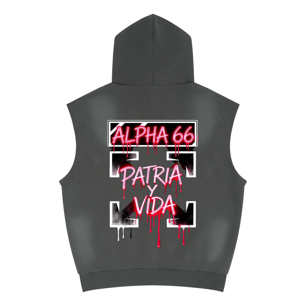 Unisex Vintage Wash Sun Fade Sleeveless Hoodie