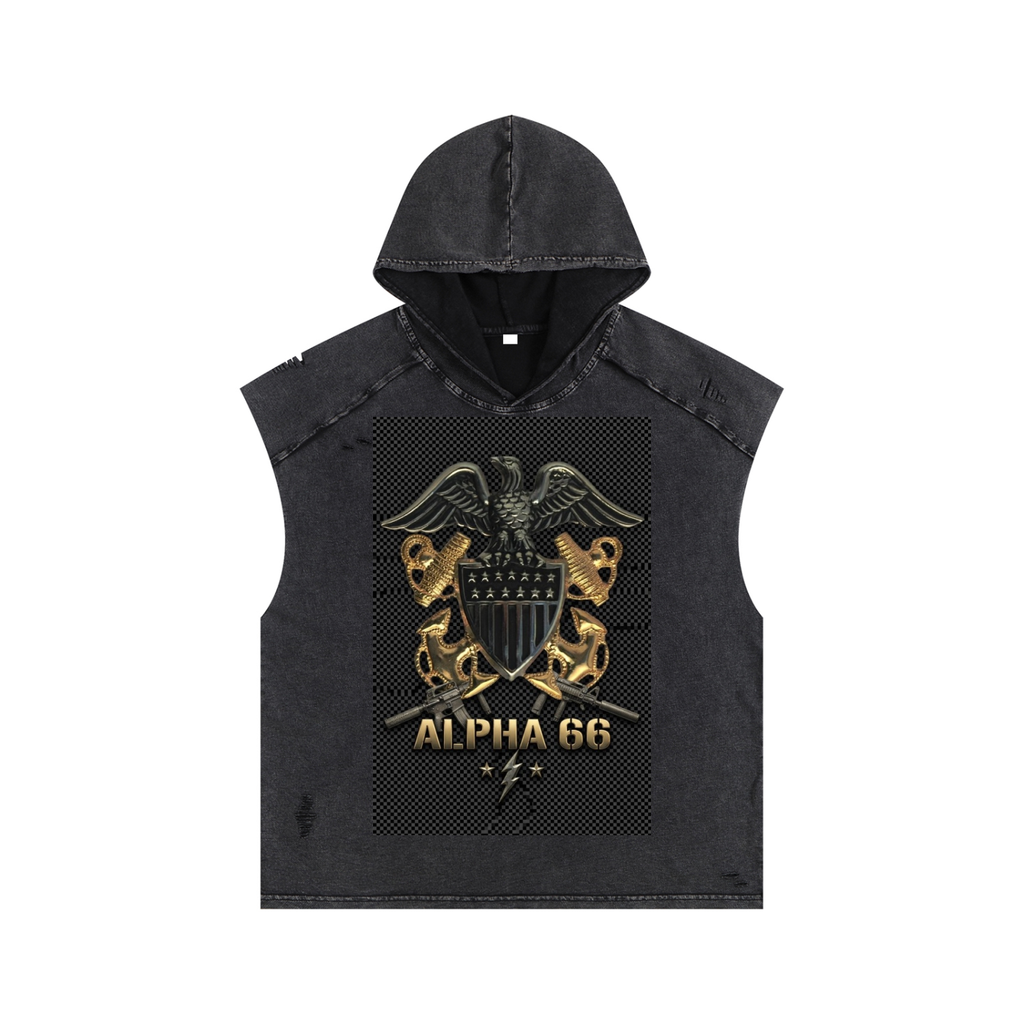 Snow Washed Boxy Hooded Tank Top
