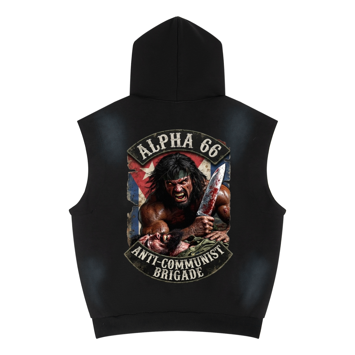 Unisex Vintage Wash Sun Fade Sleeveless Hoodie