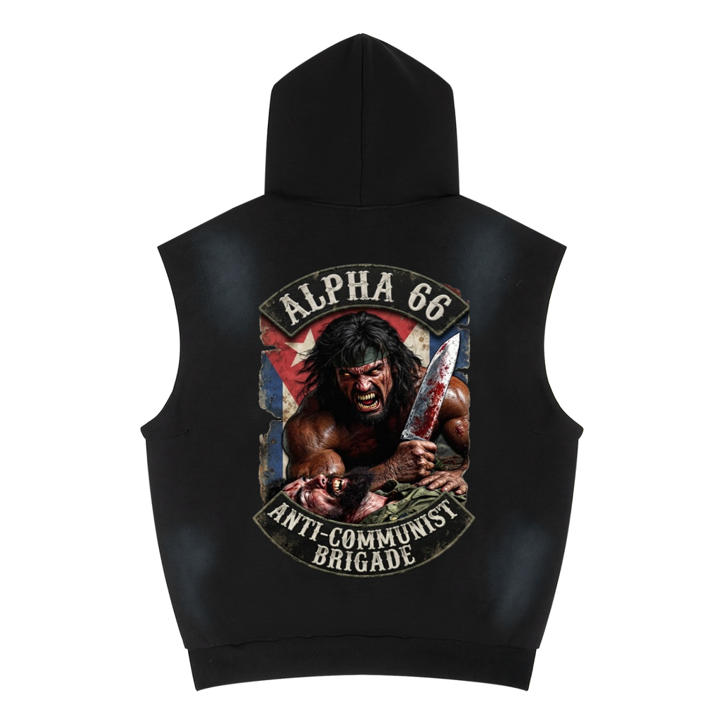 Unisex Vintage Wash Sun Fade Sleeveless Hoodie