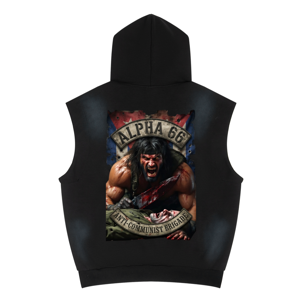 Unisex Vintage Wash Sun Fade Sleeveless Hoodie