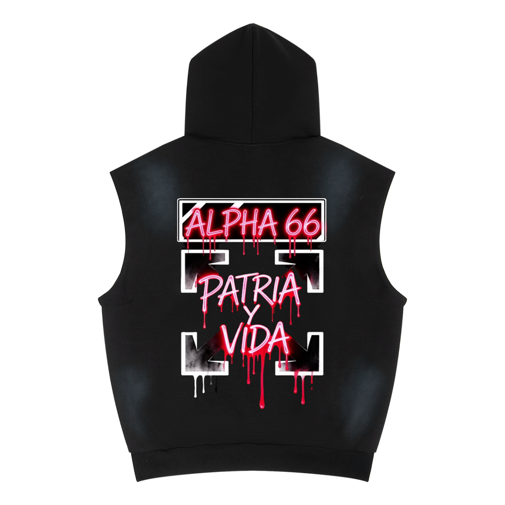 Unisex Vintage Wash Sun Fade Sleeveless Hoodie