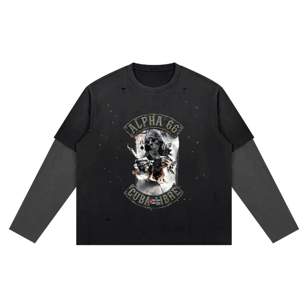 Unisex Vintage Wash Distressed Layer T-Shirt