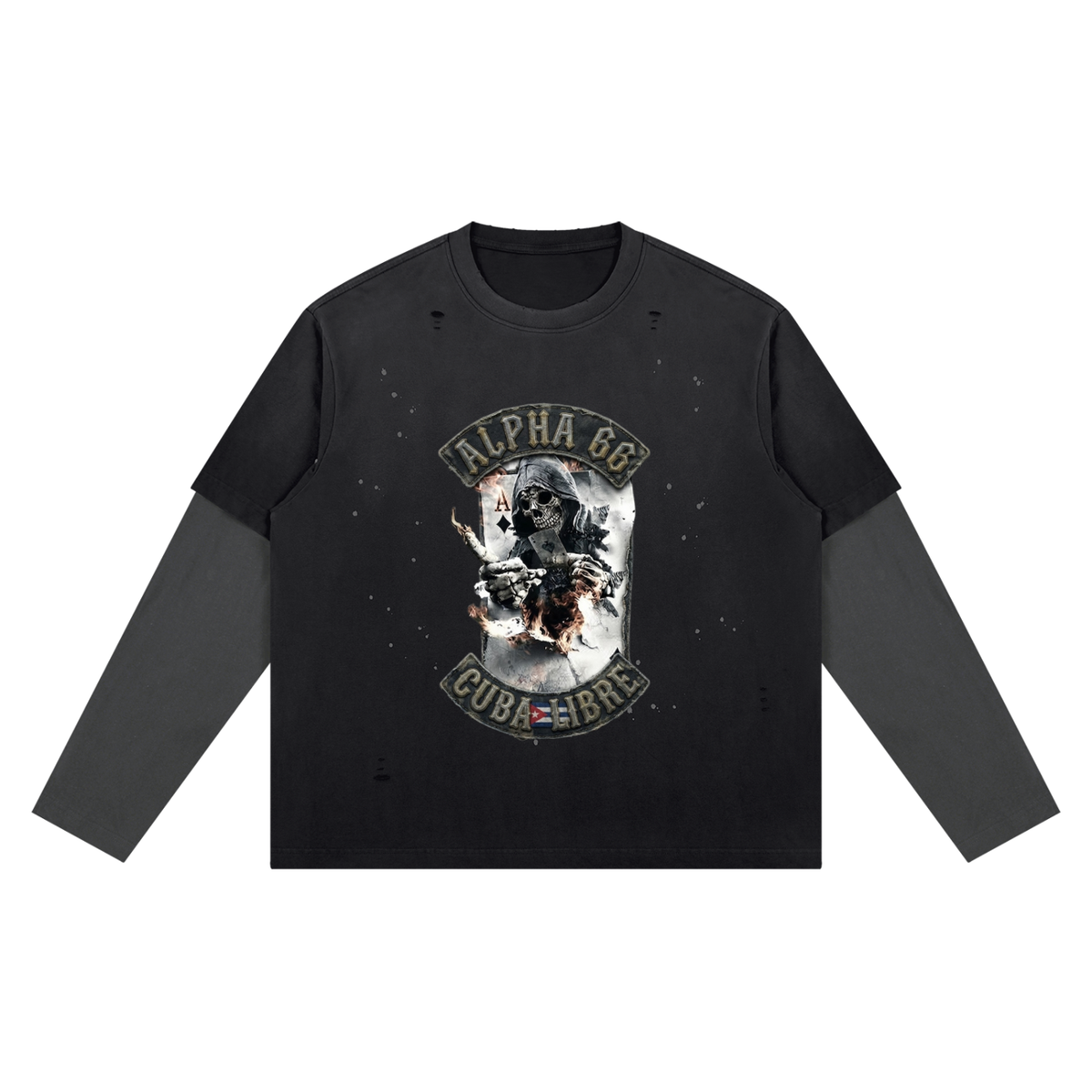 Unisex Vintage Wash Distressed Layer T-Shirt