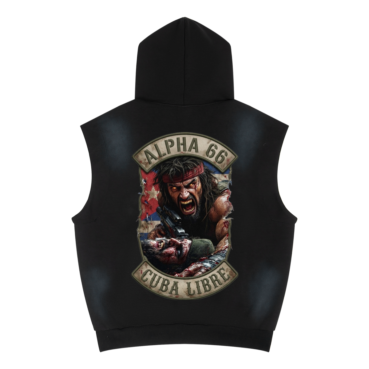 Unisex Vintage Wash Sun Fade Sleeveless Hoodie