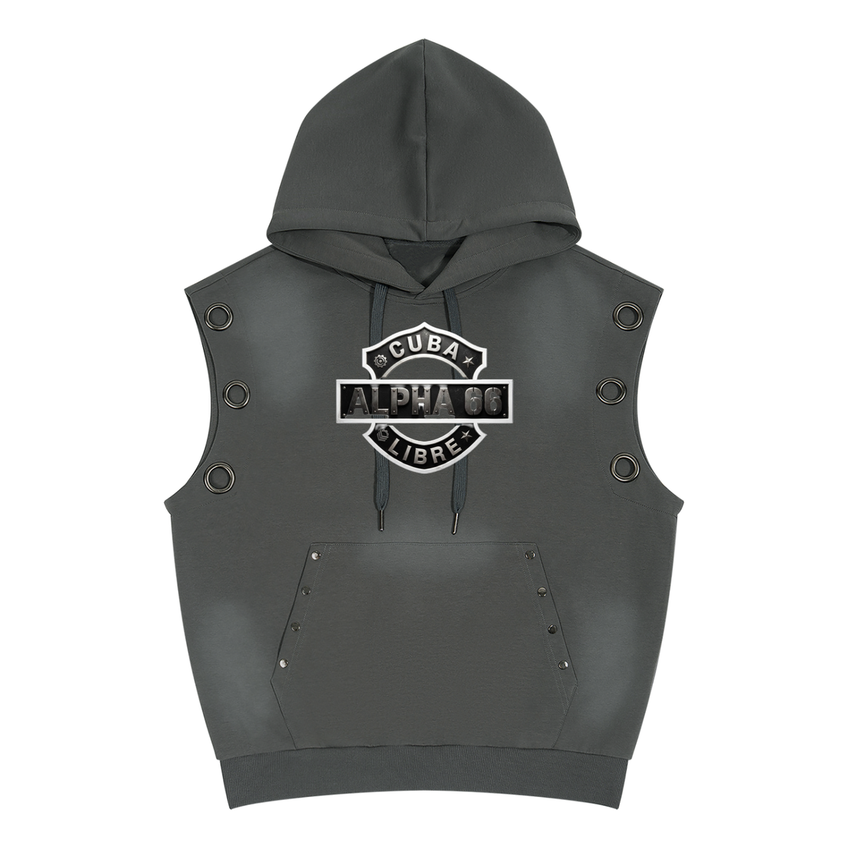 Unisex Vintage Wash Sun Fade Sleeveless Hoodie