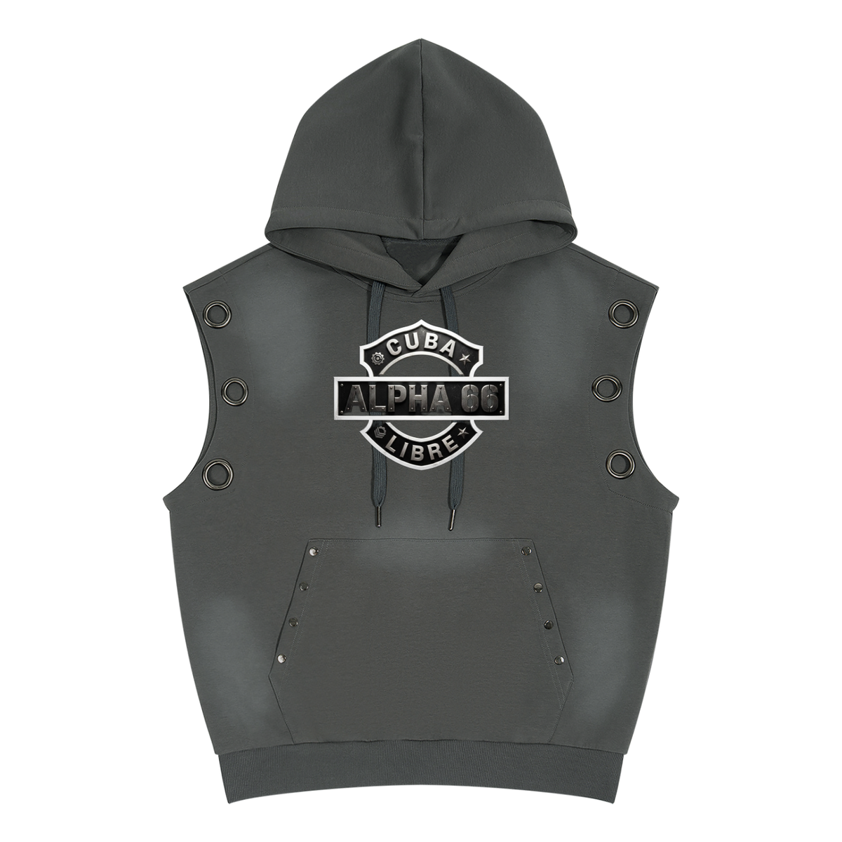 Unisex Vintage Wash Sun Fade Sleeveless Hoodie