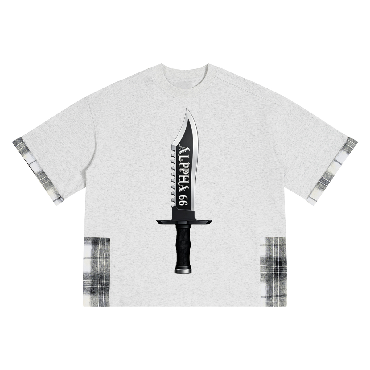 Unisex Plaid Paneled T-Shirt